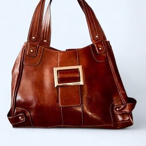 Nine West Brown Leather Tote Bag